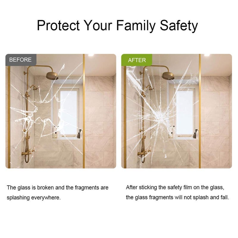 SUMAGITIN 0.05mm Clear Window Security Film Adhesive Anti Shatter Heat Control Safety Window Glass Protection Sticker for Home and Office, 17.7inch x 8.2feet - Image 4